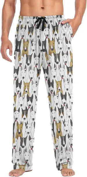 Men's Pajama Pants Straight Trouser Sleep Lounge Pants Sleepwear with Pockets