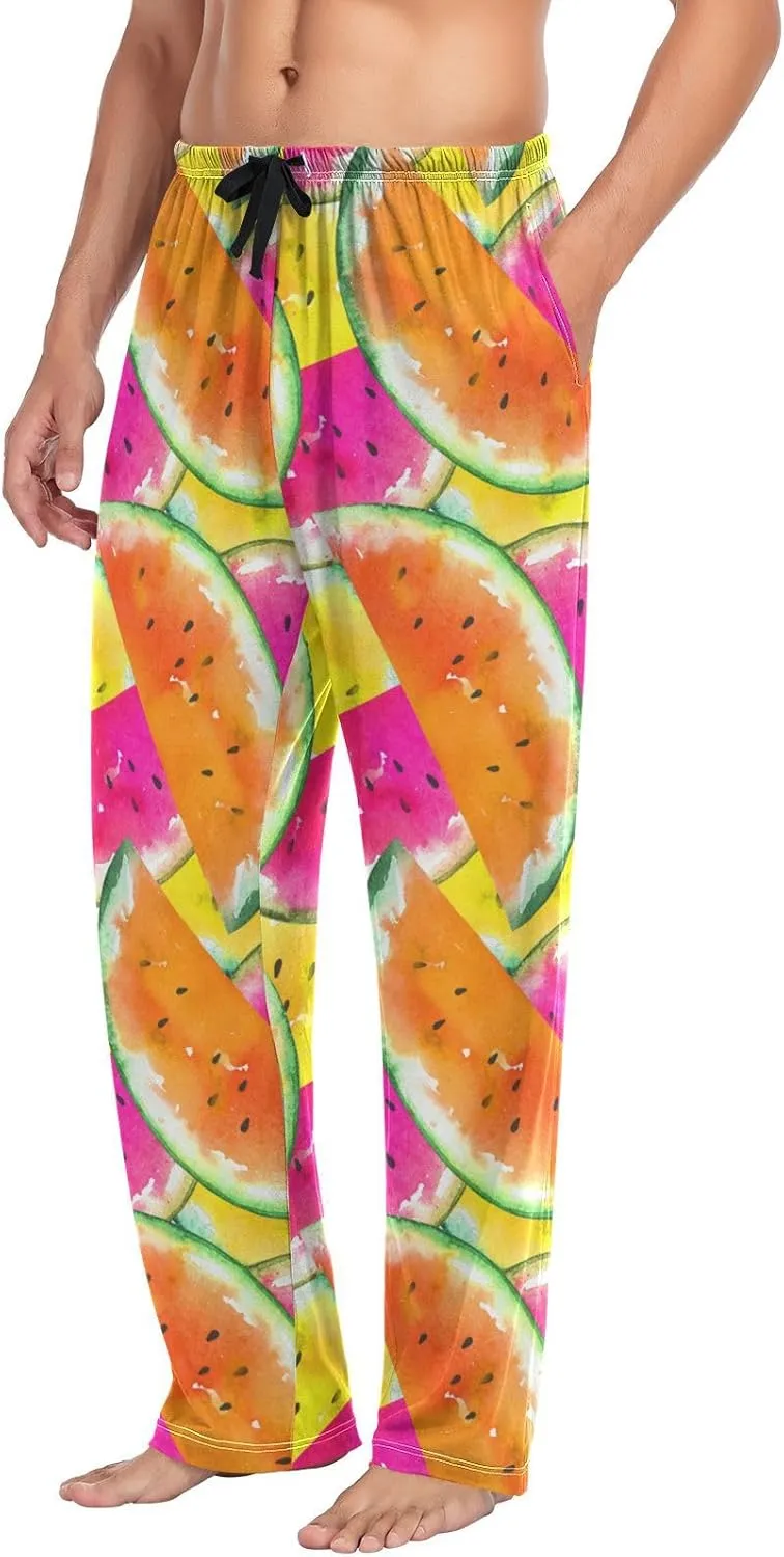 Men's Pajama Pants Straight Trouser Sleep Lounge Pants Sleepwear with Pockets