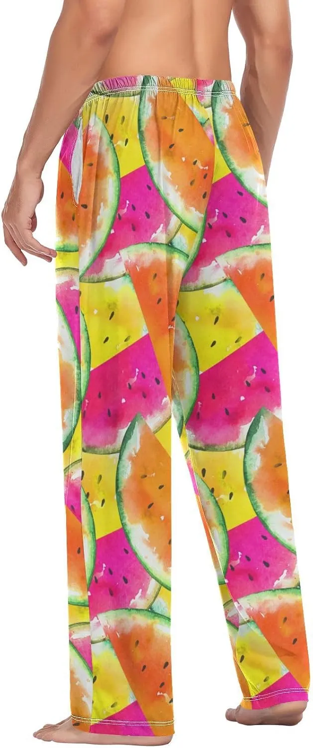 Men's Pajama Pants Straight Trouser Sleep Lounge Pants Sleepwear with Pockets