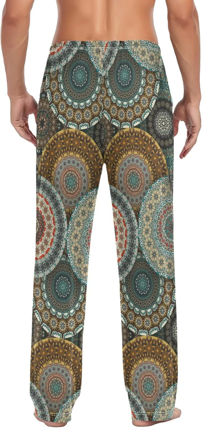 Men's Pajama Pants Straight Trouser Sleep Lounge Pants Sleepwear with Pockets
