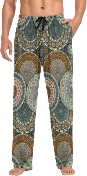 Men's Pajama Pants Straight Trouser Sleep Lounge Pants Sleepwear with Pockets