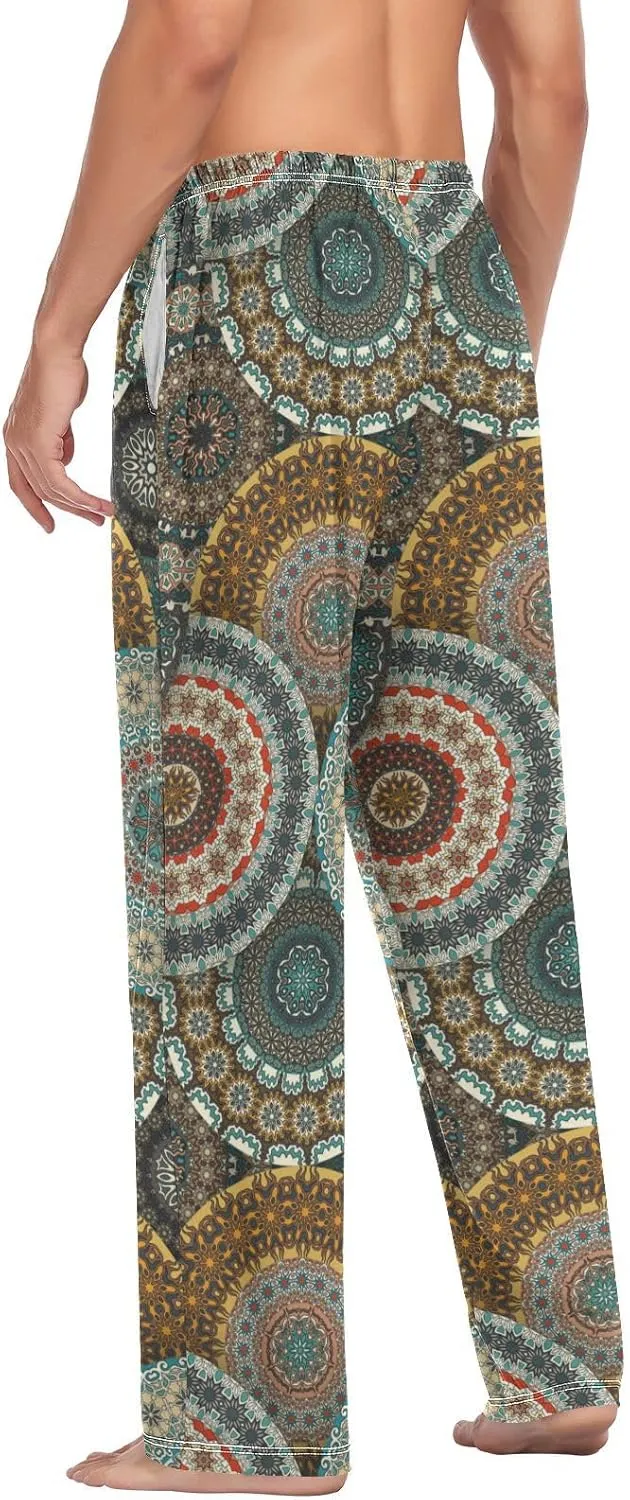 Men's Pajama Pants Straight Trouser Sleep Lounge Pants Sleepwear with Pockets