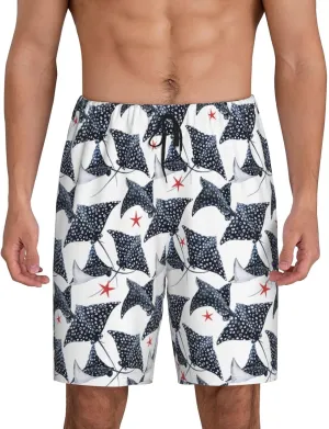 Mens Pajama Shorts with Pockets - cool stingray fish cute Soft Lounge Pj Sleep Shorts Pajama Bottoms for Men