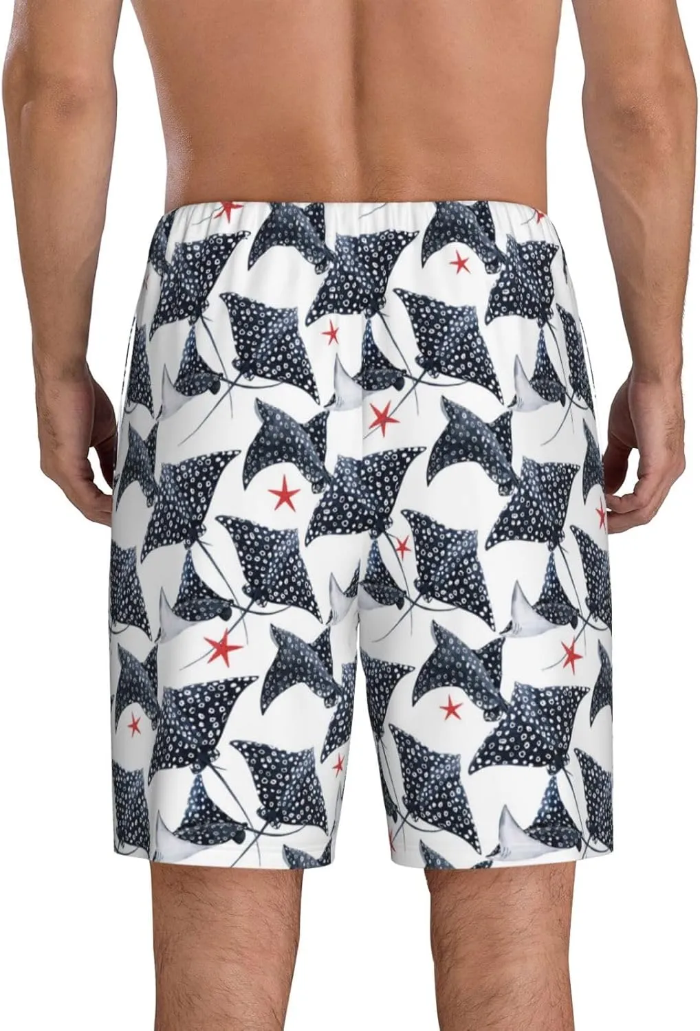 Mens Pajama Shorts with Pockets - cool stingray fish cute Soft Lounge Pj Sleep Shorts Pajama Bottoms for Men