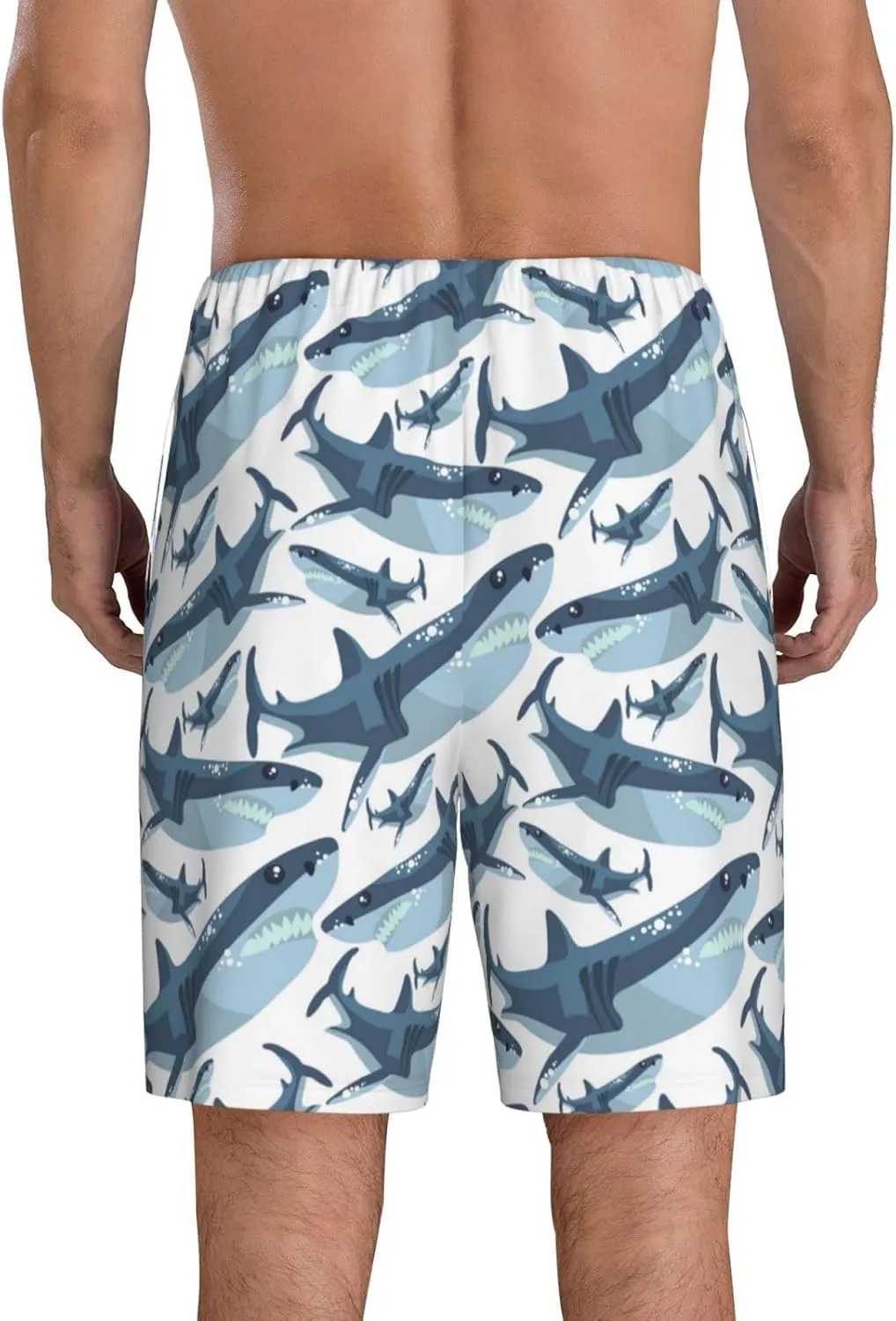 Mens Pajama Shorts with Pockets - Funny Cool Shark Soft Lounge Pj Sleep Shorts Pajama Bottoms for Men