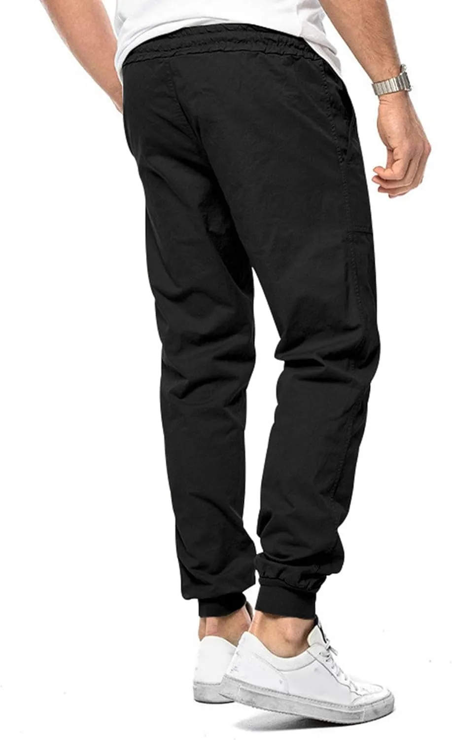 Men's Stylish Elastic Waist Joggers Pants Comfort Drawstring Chino Trousers Hiking Casual Solid Outdoor Pants