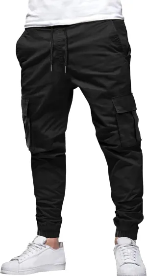 Men's Stylish Work Cargo Hiking Pants Cotton Casual Joggers Comfort Pants Elastic Waist Stretch Trousers