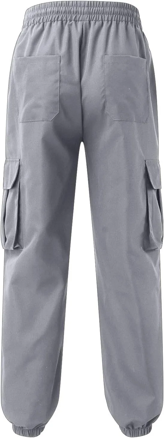 Mens Summer Cargo Pants Elastic Waist Casual Lightweight Beach Lounge Drawstring Loose Fit Travel Comfort Pants
