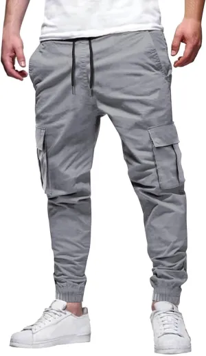 Mens Summer Cargo Pants Elastic Waist Casual Lightweight Beach Lounge Drawstring Loose Fit Travel Comfort Pants