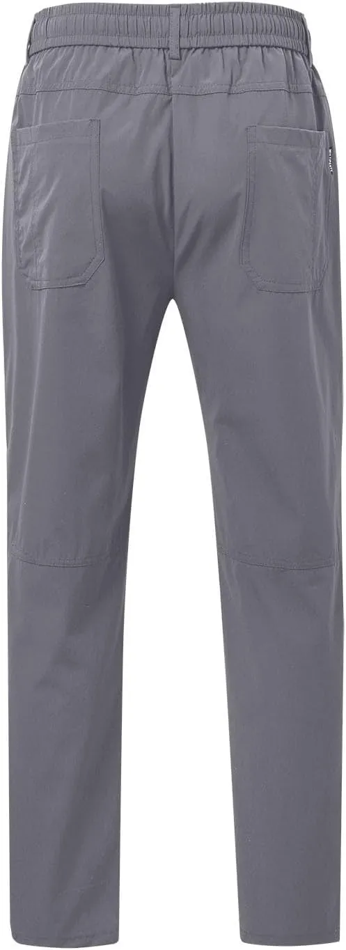 Men's Summer Pants Solid Color Elastic Waist Drawstring Pocket Slim Leg Breathable Loose Elasticity Fresh Trousers