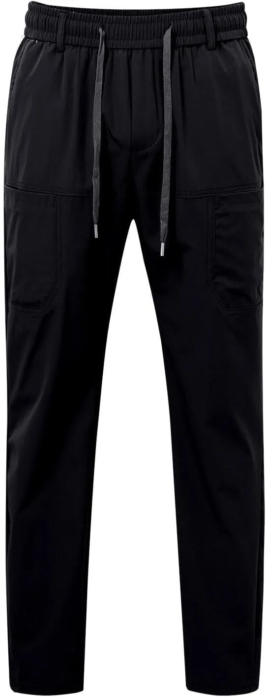 Men's Summer Pants Solid Color Elastic Waist Drawstring Pocket Slim Leg Breathable Loose Elasticity Fresh Trousers