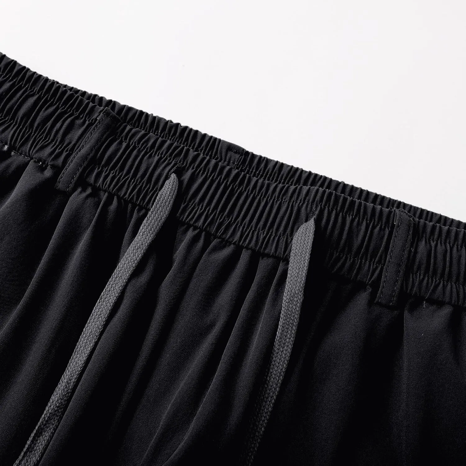 Men's Summer Pants Solid Color Elastic Waist Drawstring Pocket Slim Leg Breathable Loose Elasticity Fresh Trousers