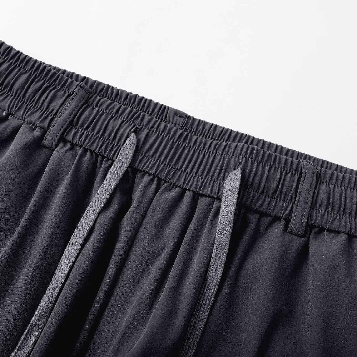 Men's Summer Pants Solid Color Elastic Waist Drawstring Pocket Slim Leg Breathable Loose Elasticity Fresh Trousers