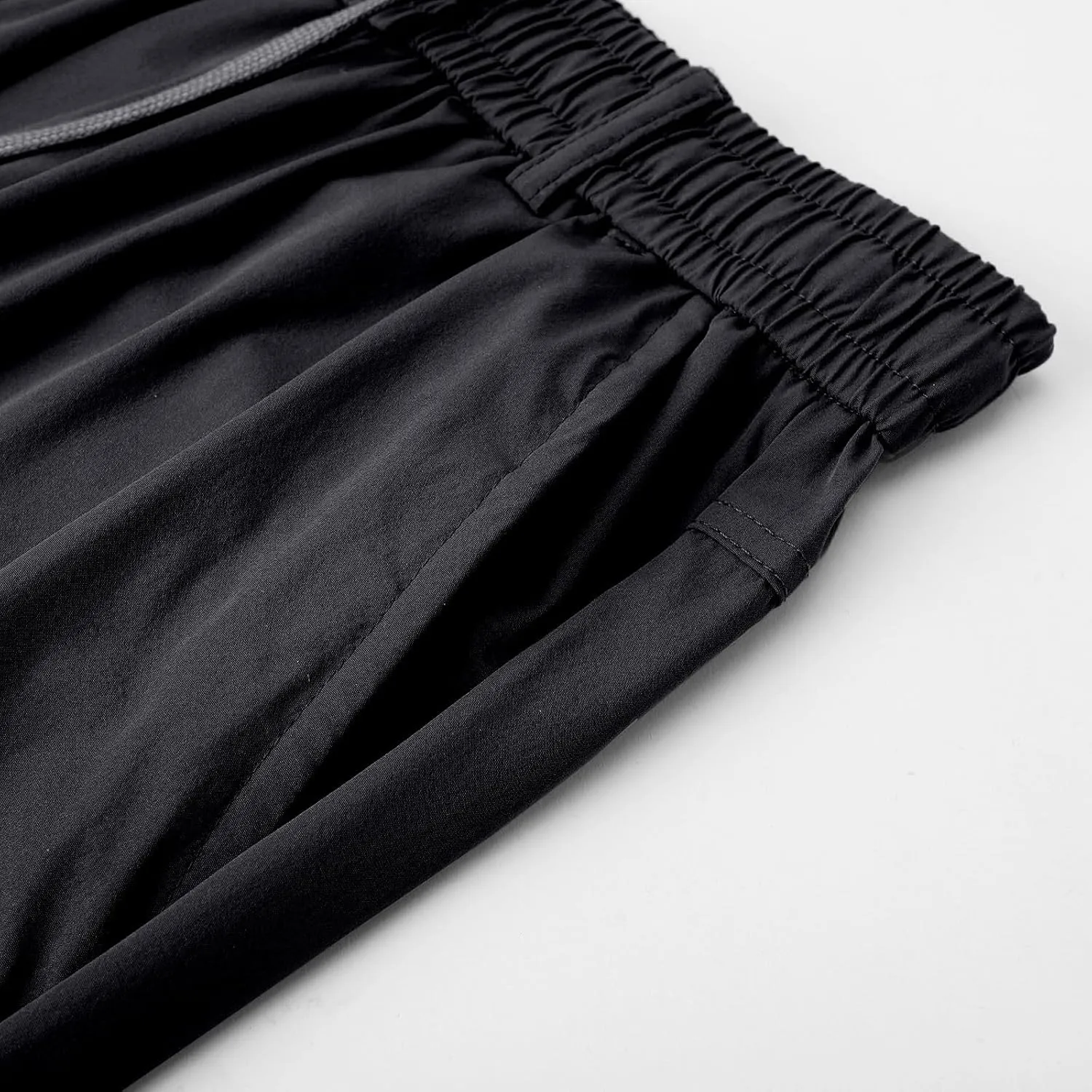 Men's Summer Pants Solid Color Elastic Waist Drawstring Pocket Slim Leg Breathable Loose Elasticity Fresh Trousers
