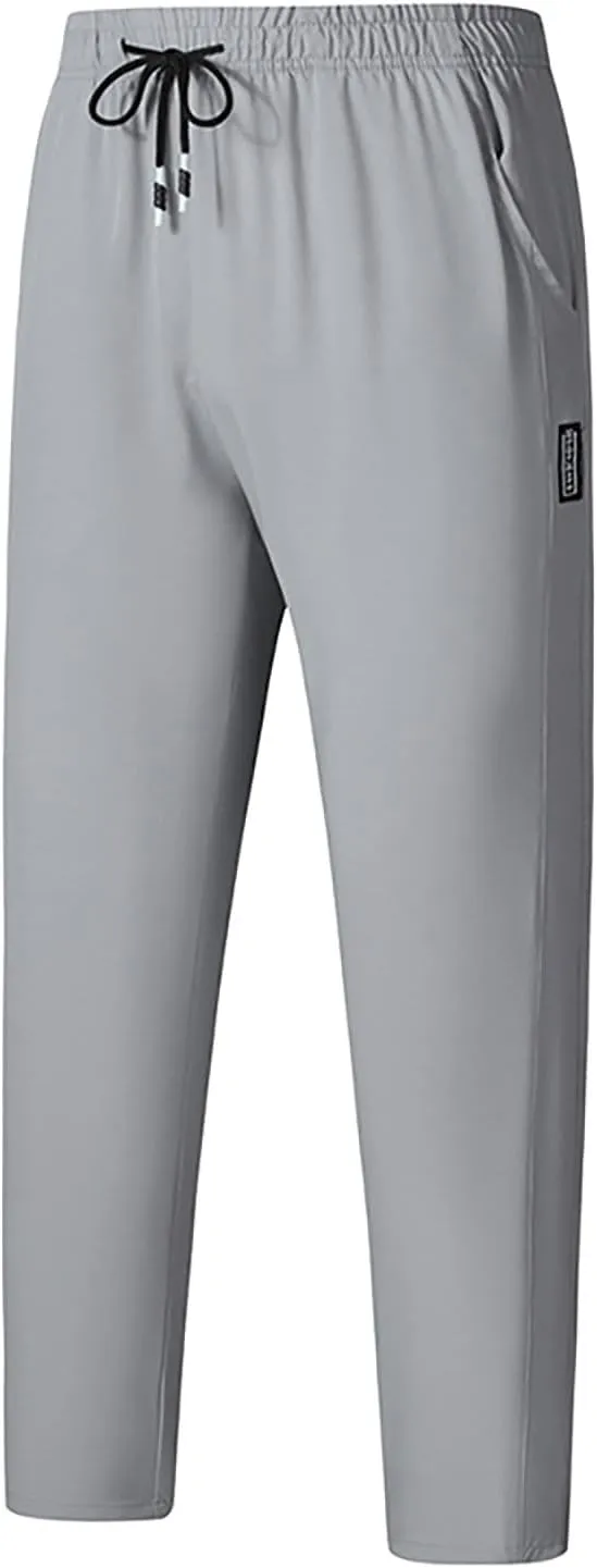 Men's Sweatpants Athletic Lightweight Joggers Drawstring Elastic Waistband Pants Gym Straight Fit Lounge Wear