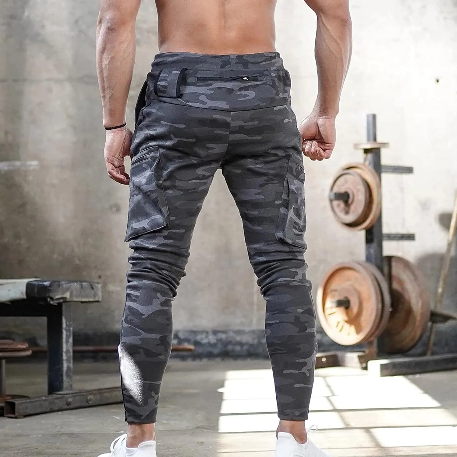 Mens Sweatpants with Pockets Cargo Sweatpants Stretch Elastic Waist Athletic Workout Jogger Pants Drawstring Sport