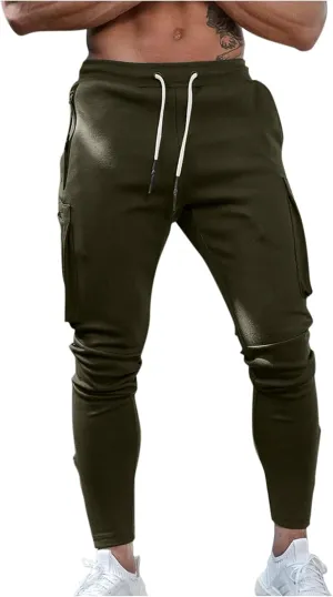 Mens Sweatpants with Pockets Cargo Sweatpants Stretch Elastic Waist Athletic Workout Jogger Pants Drawstring Sport