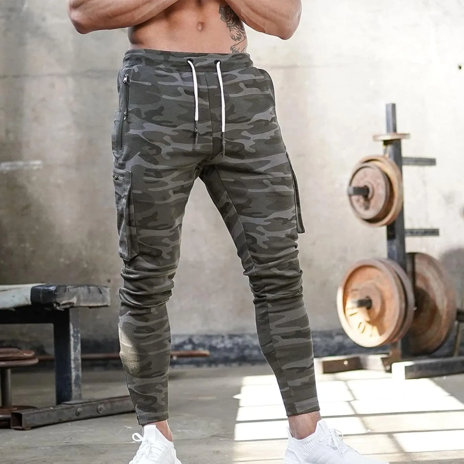 Mens Sweatpants with Pockets Cargo Sweatpants Stretch Elastic Waist Athletic Workout Jogger Pants Drawstring Sport