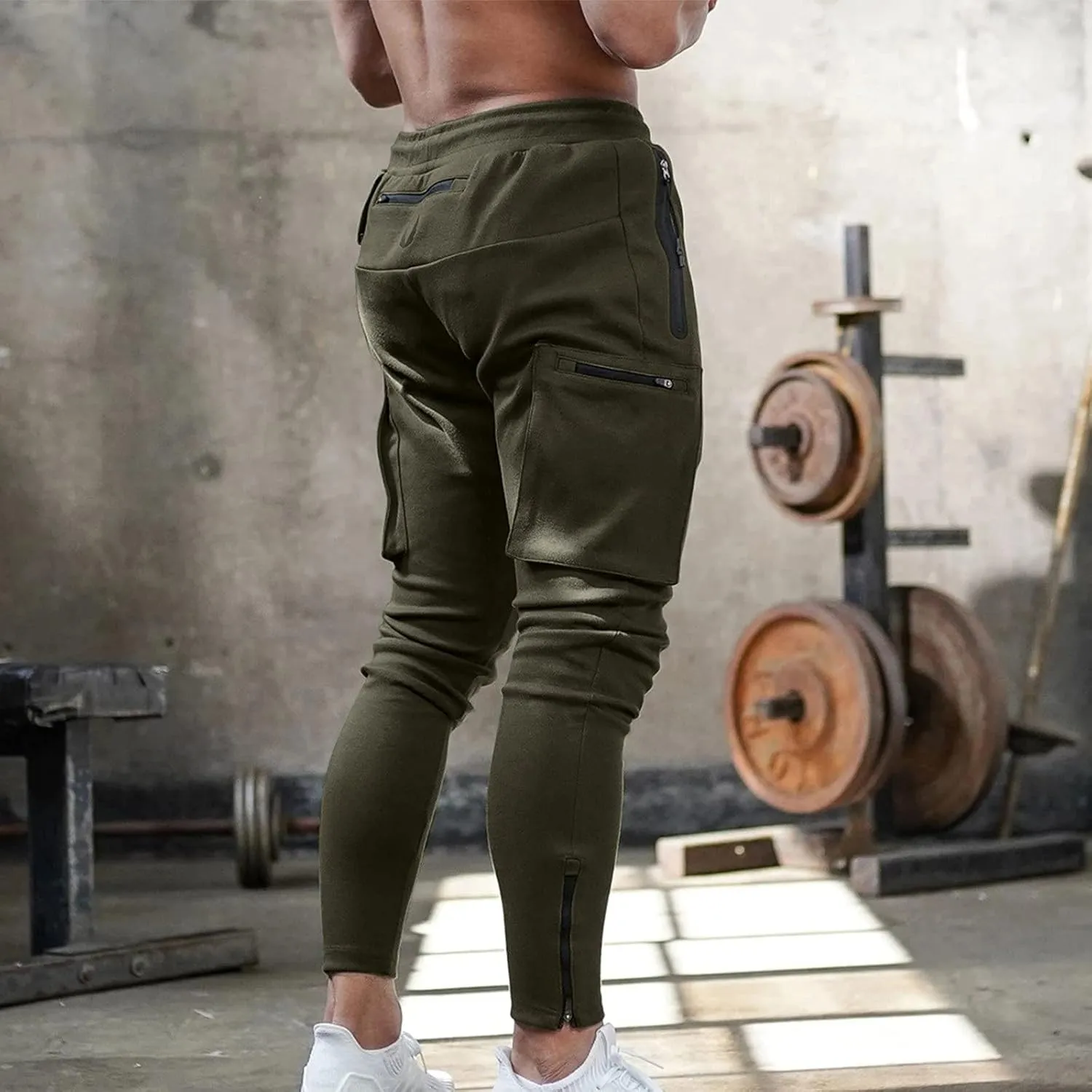 Mens Sweatpants with Pockets Cargo Sweatpants Stretch Elastic Waist Athletic Workout Jogger Pants Drawstring Sport