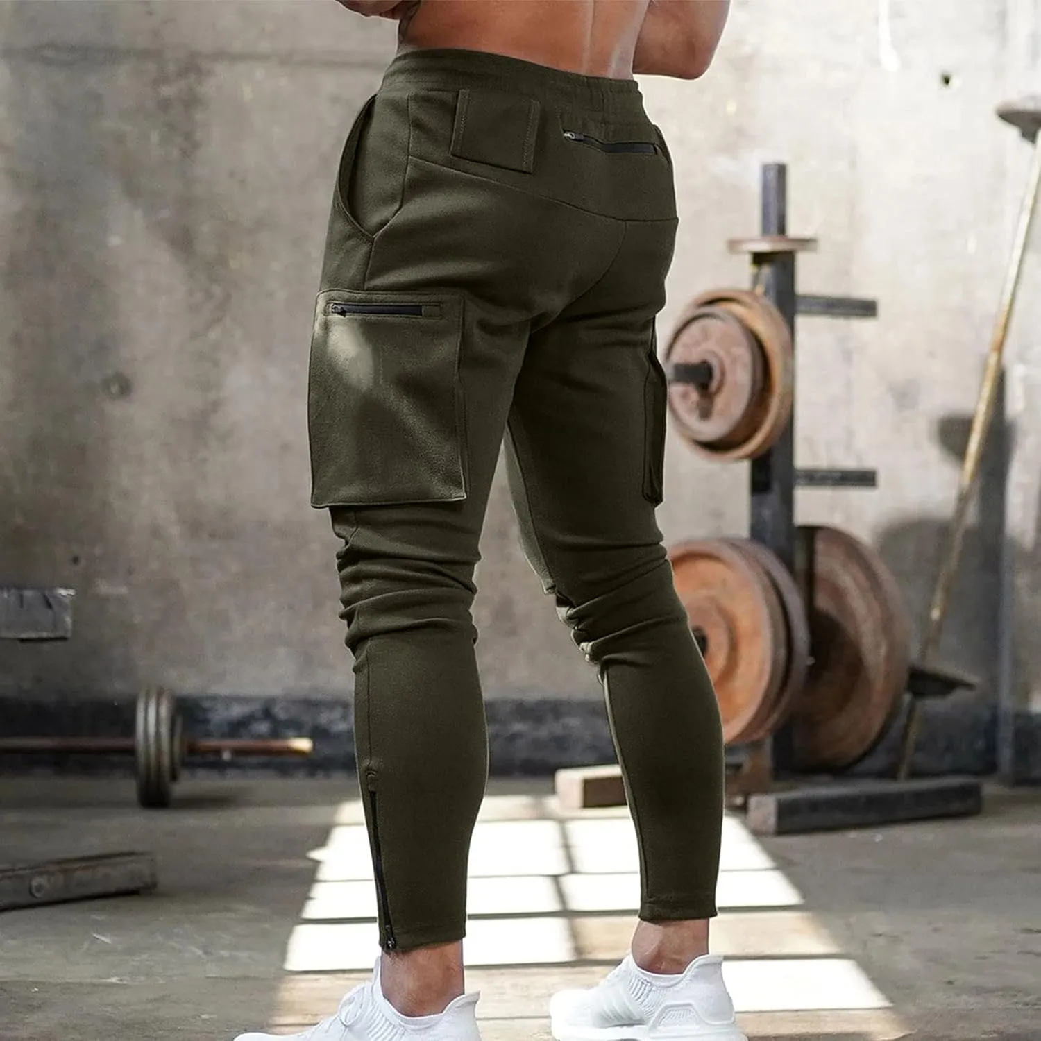 Mens Sweatpants with Pockets Cargo Sweatpants Stretch Elastic Waist Athletic Workout Jogger Pants Drawstring Sport