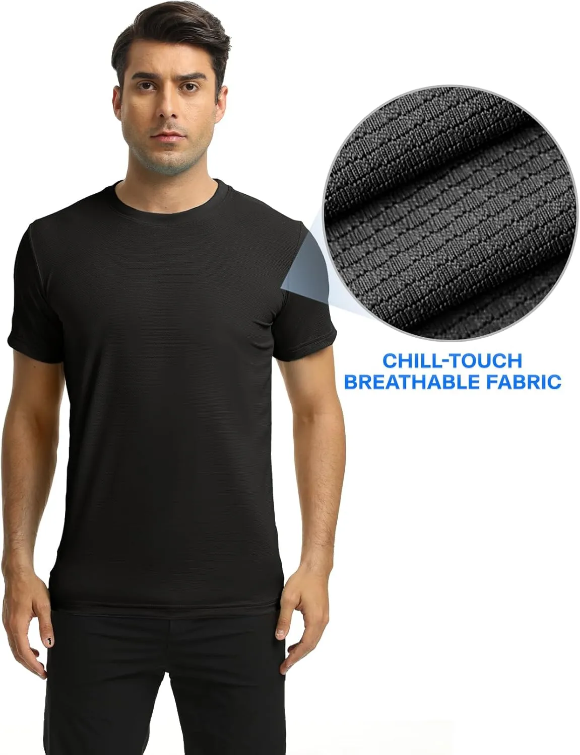 Men's T-Shirts Soft Lightweight Short Sleeve Tee, Crew Neck Moisture Wicking Shirt for Casual Running Workout Swim