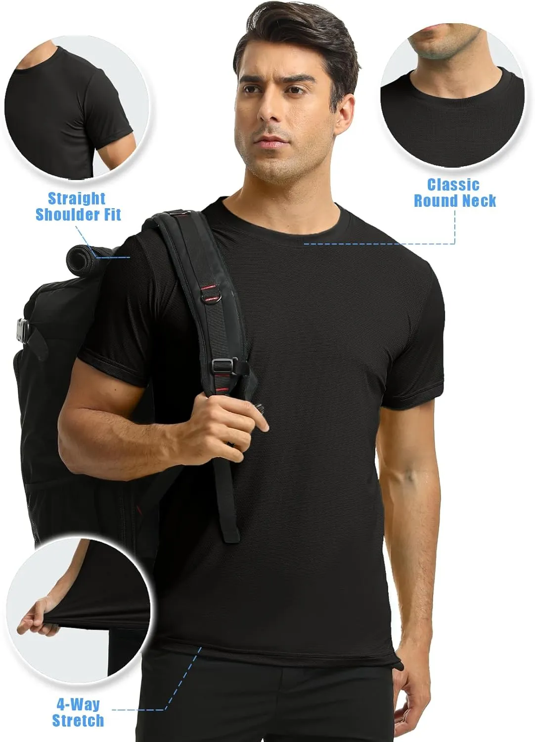Men's T-Shirts Soft Lightweight Short Sleeve Tee, Crew Neck Moisture Wicking Shirt for Casual Running Workout Swim