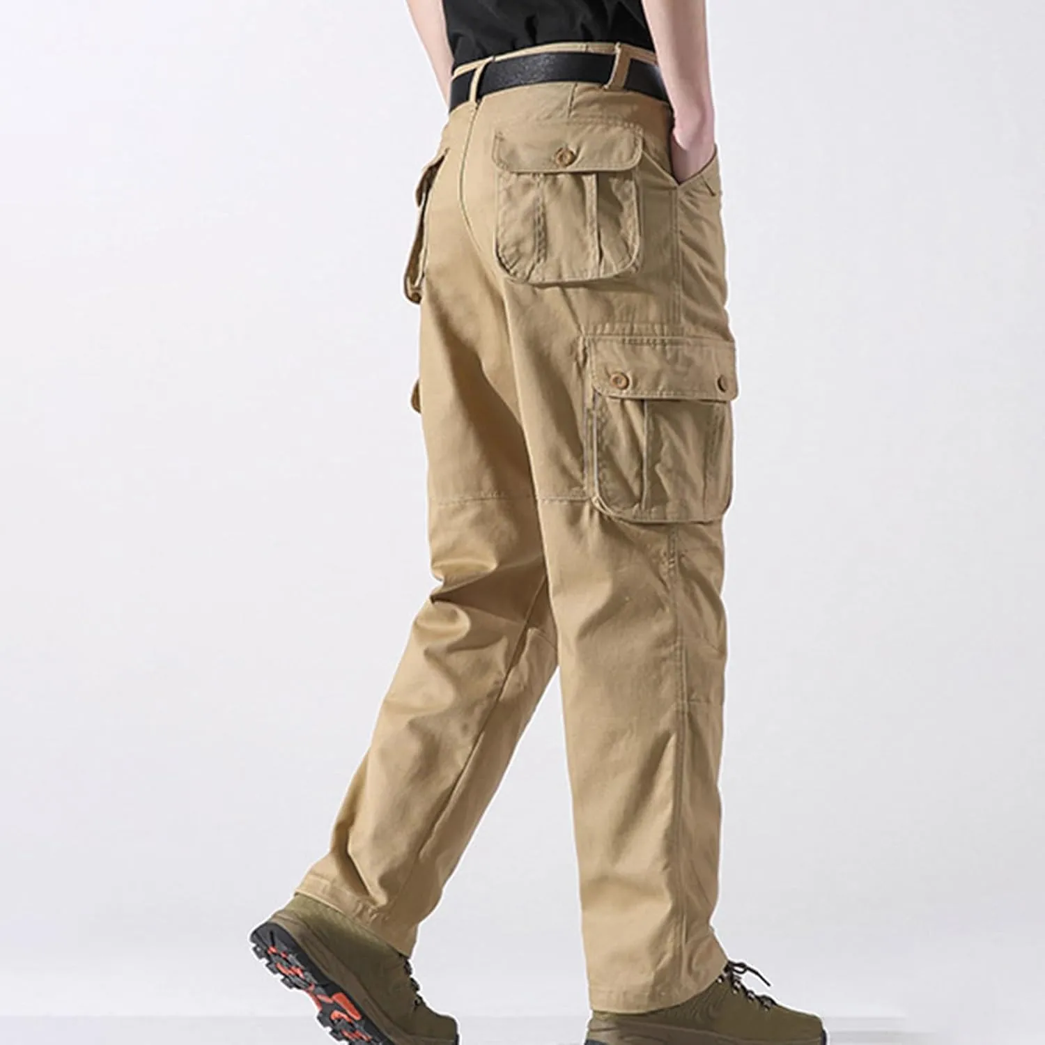 Mens Tactical Cargo Pants Multi Pockets Hiking Combat Pants Outdoor Ripstop Lightweight Belt Breathable Straight Trouser