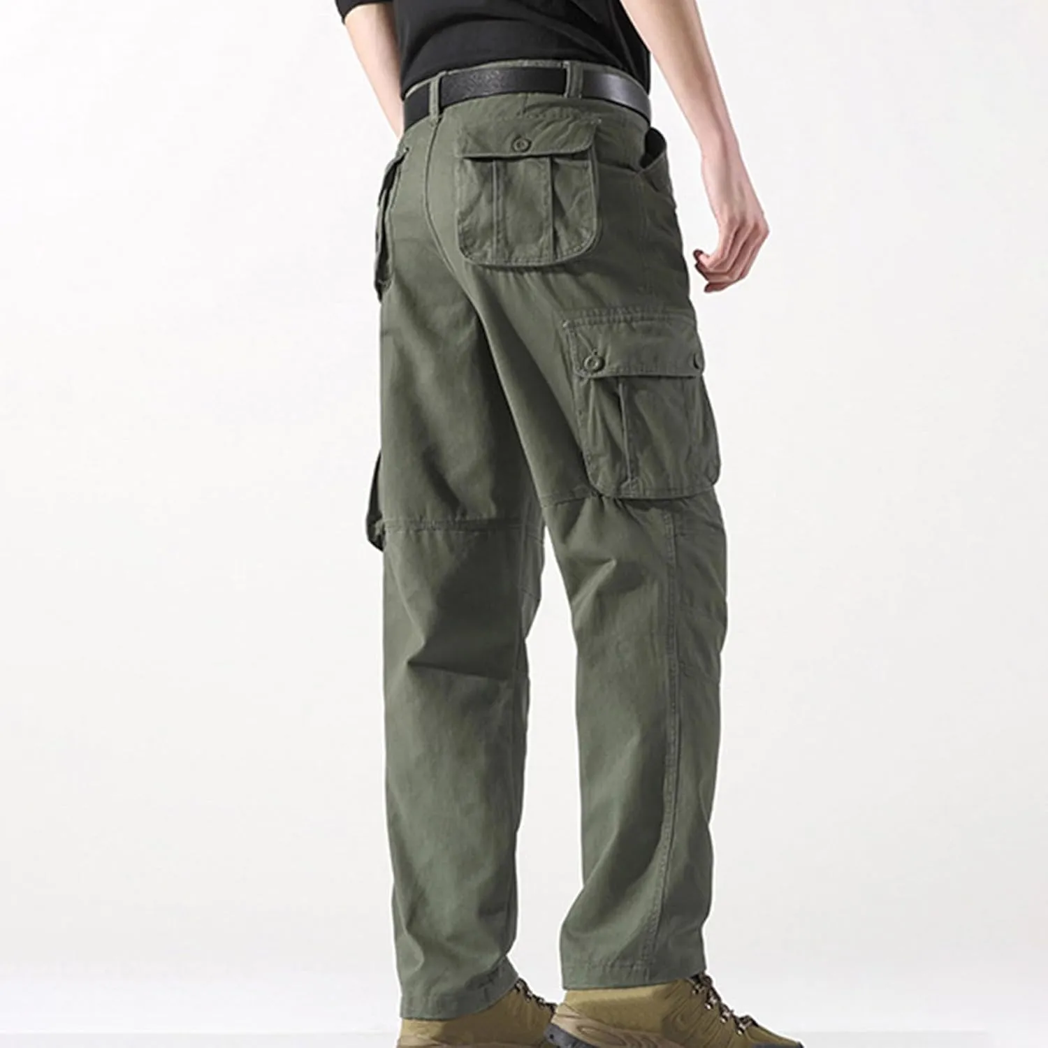 Mens Tactical Cargo Pants Multi Pockets Hiking Combat Pants Outdoor Ripstop Lightweight Belt Breathable Straight Trouser