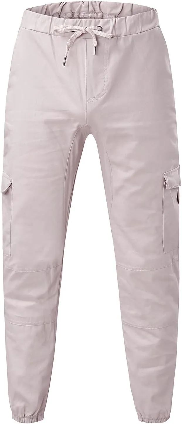 Mens Workout Cargo Sweatpants Heavyweight Fleece Cargo Sweatpants Stretch Elastic Waist Baggy Workout Jogger Pants
