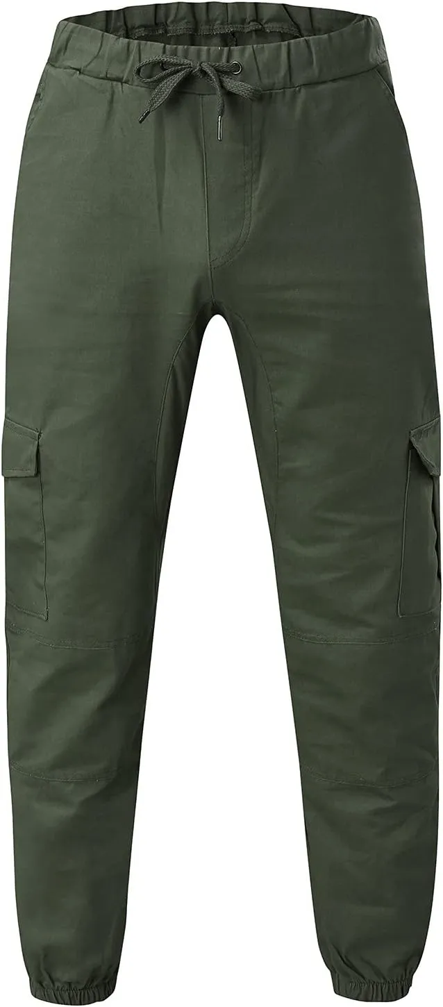 Mens Workout Cargo Sweatpants Heavyweight Fleece Cargo Sweatpants Stretch Elastic Waist Baggy Workout Jogger Pants