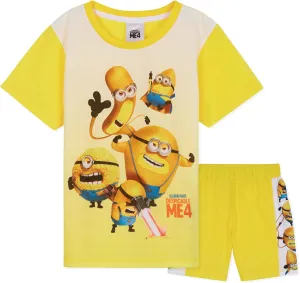 Minions Boys Short Pyjamas Set, Soft Breathable Lounge Wear - Boys Gifts (Yellow/Mustard, 11-12 Years)
