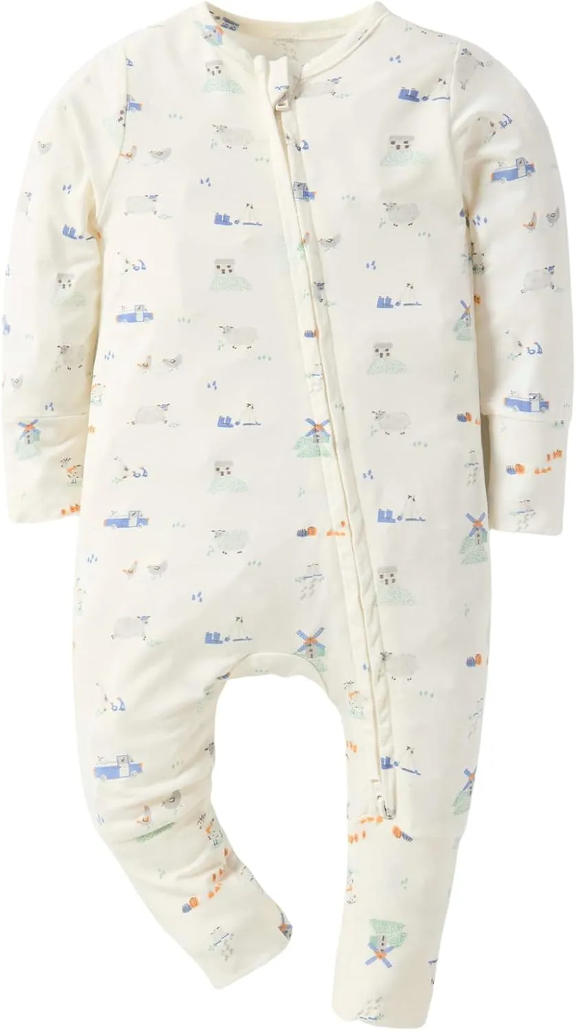 Modal Baby Boy Romper Footies Jumpsuit with Zipper - Ultra Soft & Breathable Footed for 0-18 Months
