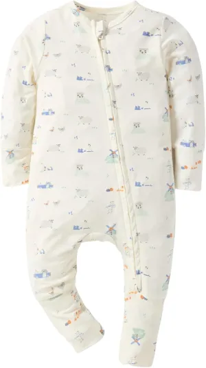 Modal Baby Boy Romper Footies Jumpsuit with Zipper - Ultra Soft & Breathable Footed for 0-18 Months