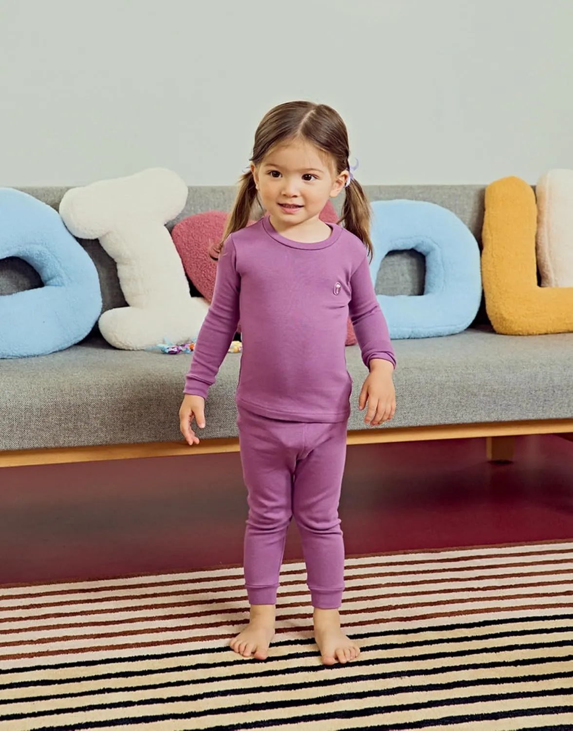 moimoln 6M-8Y Modal Cotton Solid Soft Breathable Baby Toddler Boys Girls Snug fit Pjs Pajamas Set Long Sleepwear Daily