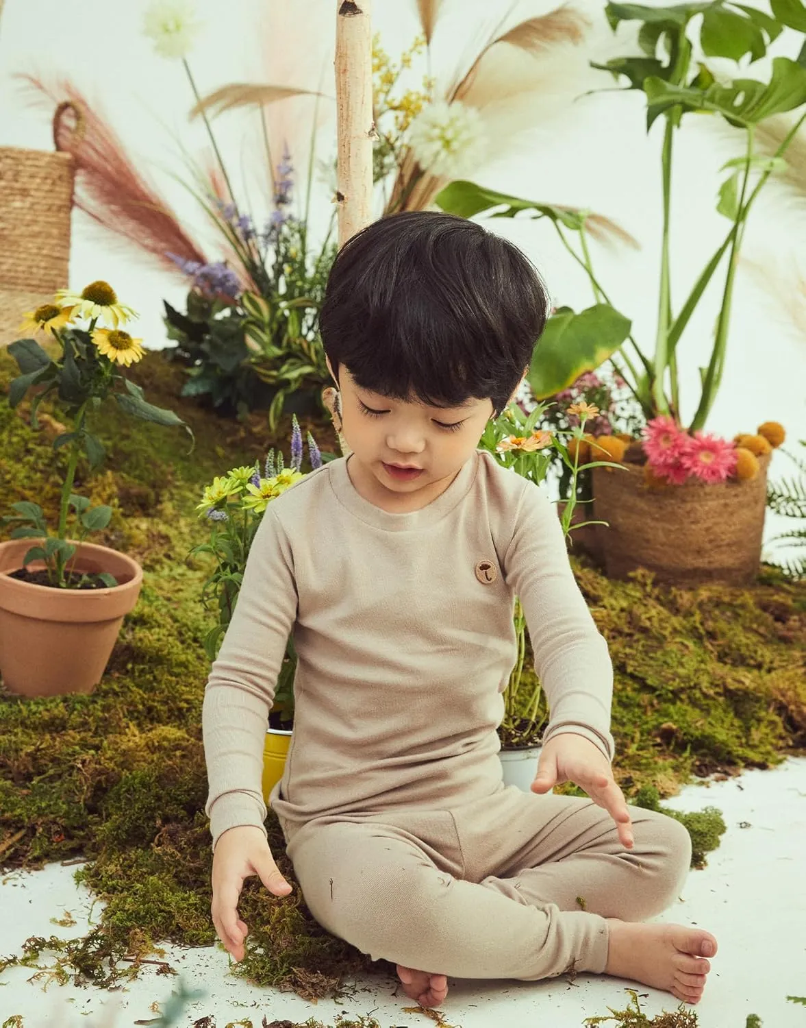 moimoln 6M-8Y Modal Cotton Solid Soft Breathable Baby Toddler Boys Girls Snug fit Pjs Pajamas Set Long Sleepwear Daily