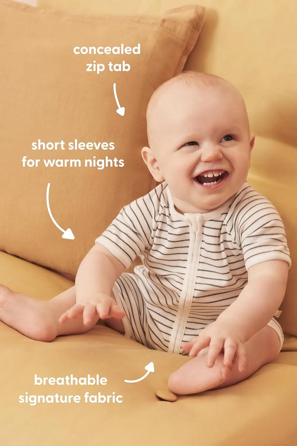 MORI Baby Summer One Piece Pajamas - Breathable Unisex Zip Romper - Comfort Short Sleeve Sleepwear for Toddler Boys and Girls