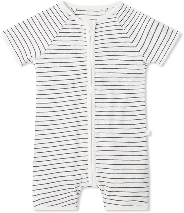 MORI Baby Summer One Piece Pajamas - Breathable Unisex Zip Romper - Comfort Short Sleeve Sleepwear for Toddler Boys and Girls