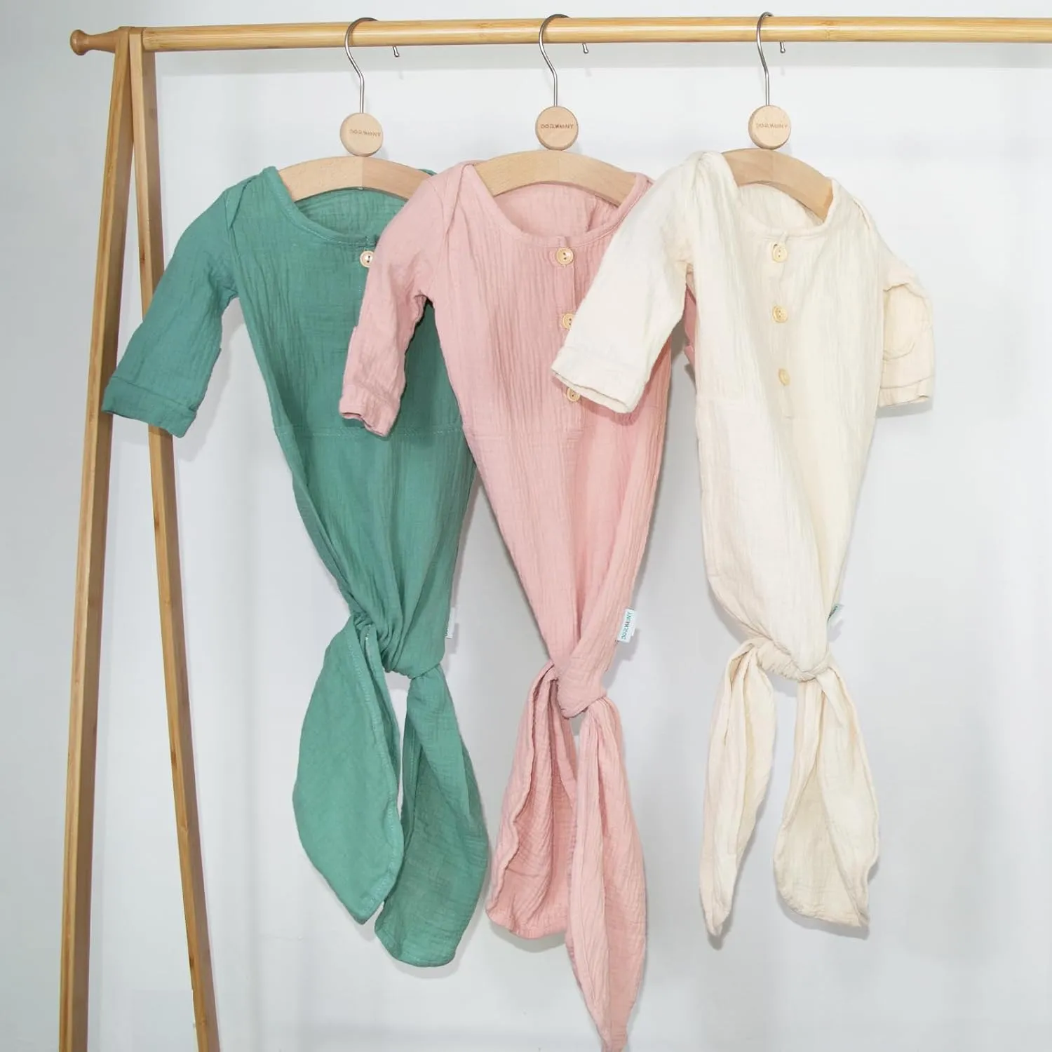 Muslin Organic Cotton Knotted Baby Gown - Soft and Stylish Sleepwear for baby outfits Newborns 0-3 months 2PACK