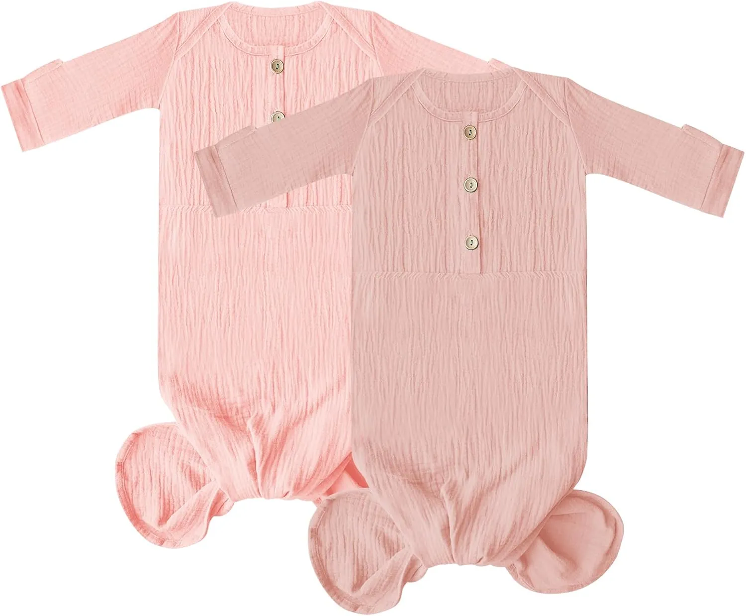 Muslin Organic Cotton Knotted Baby Gown - Soft and Stylish Sleepwear for baby outfits Newborns 0-3 months 2PACK
