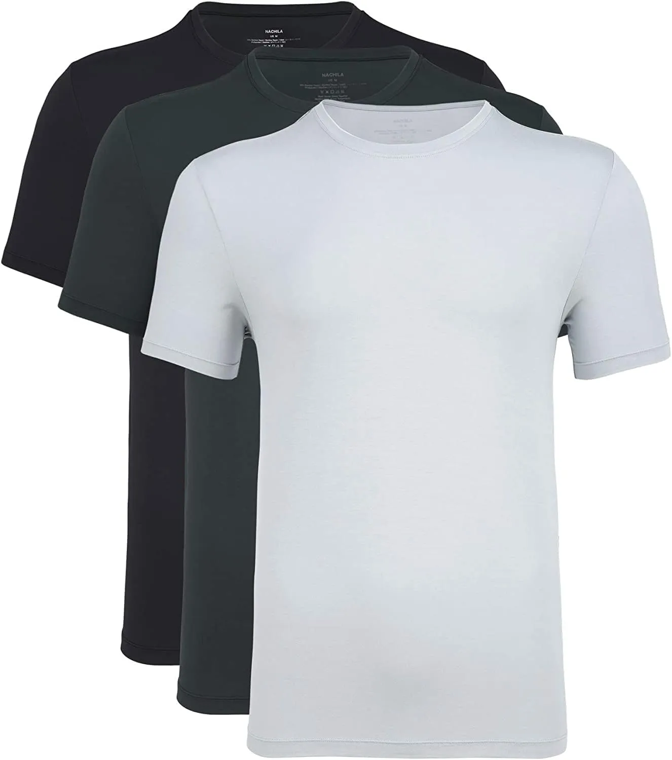 NACHILA Undershirts for Men- Viscose Made from Bamboo, 3 Pack Short Sleeve Tees Soft T-Shirts Comfy Loungewear Top