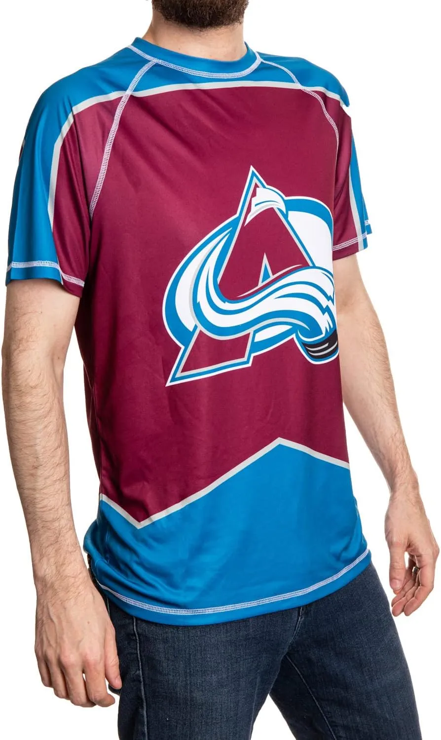 NHL Mens Performance Quick Dry Moisture Wicking Rash Guard Short Sleeve Shirt