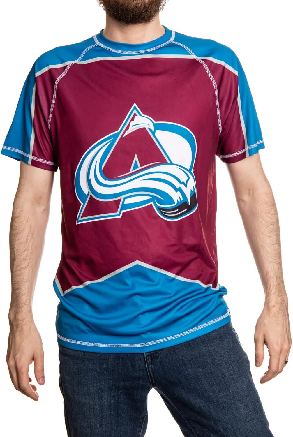 NHL Mens Performance Quick Dry Moisture Wicking Rash Guard Short Sleeve Shirt