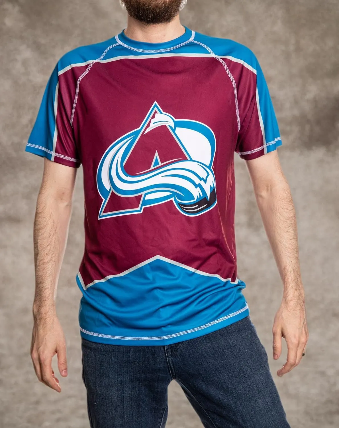 NHL Mens Performance Quick Dry Moisture Wicking Rash Guard Short Sleeve Shirt