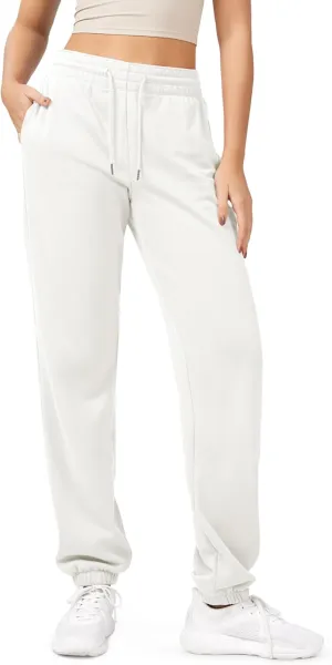 ODODOS Women's Sweatpants Cotton French Terry High Waist Drawstring Casual Lounge Pants with Pockets
