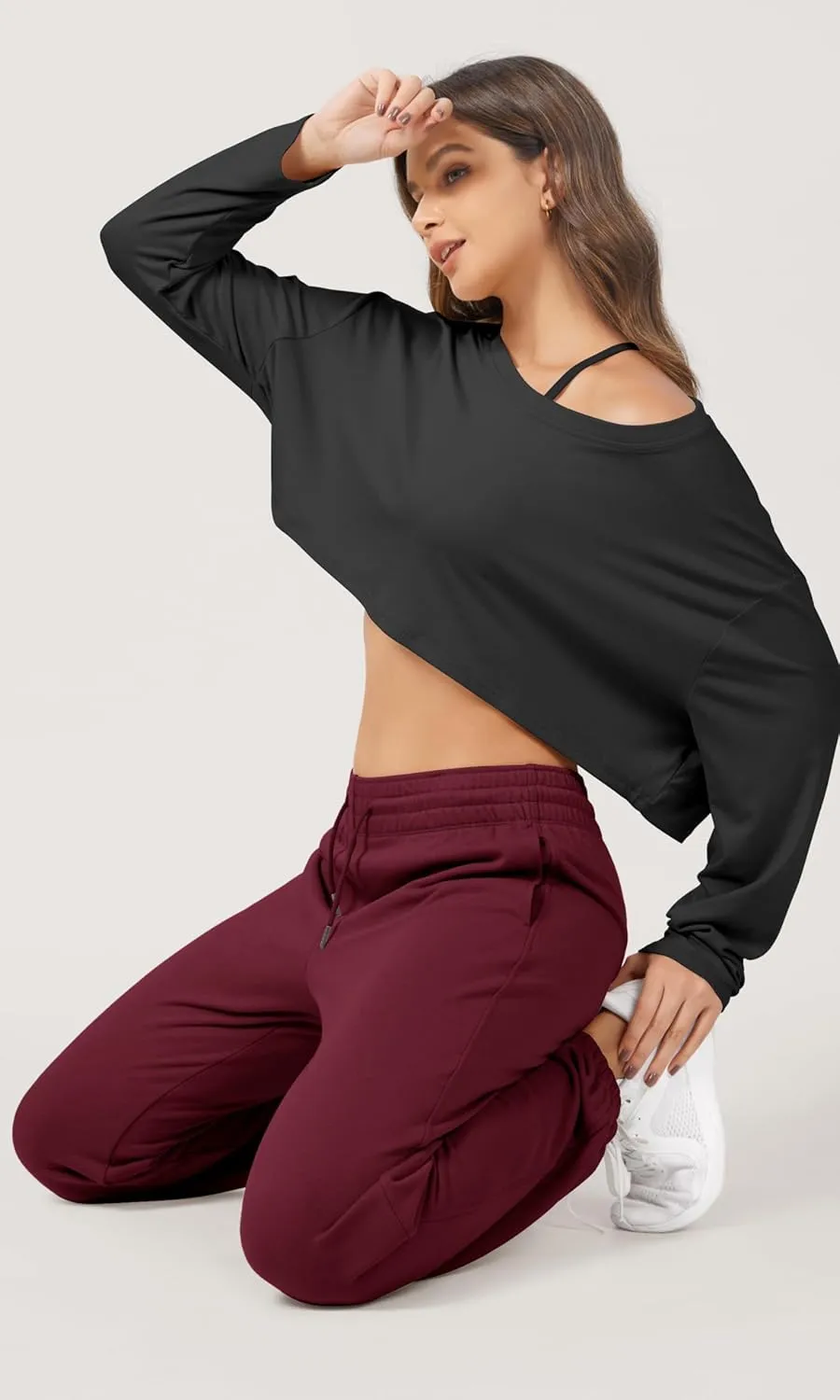 ODODOS Women's Sweatpants Cotton French Terry High Waist Drawstring Casual Lounge Pants with Pockets