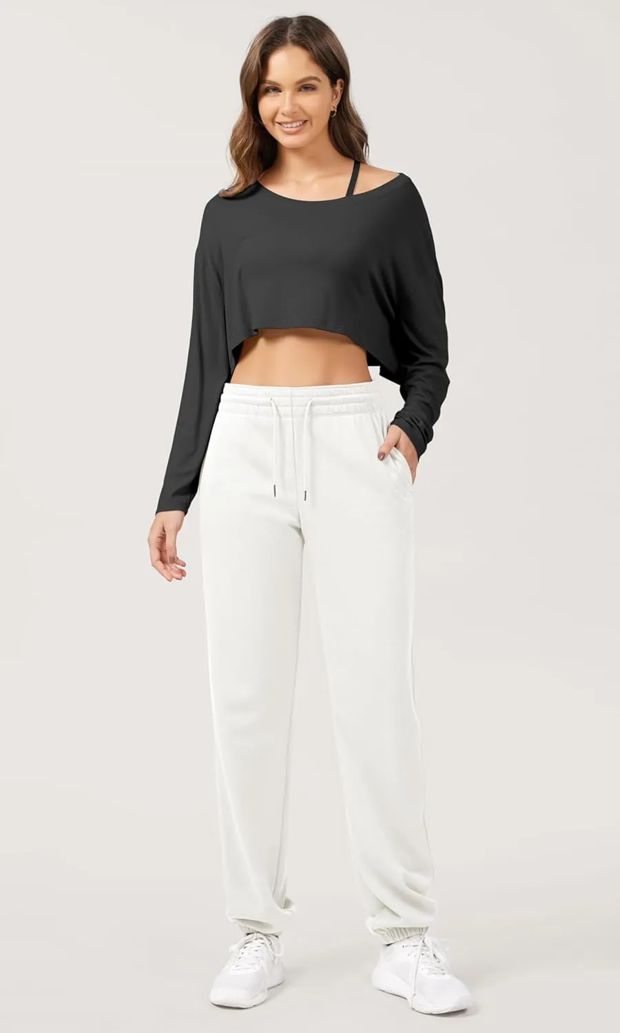 ODODOS Women's Sweatpants Cotton French Terry High Waist Drawstring Casual Lounge Pants with Pockets