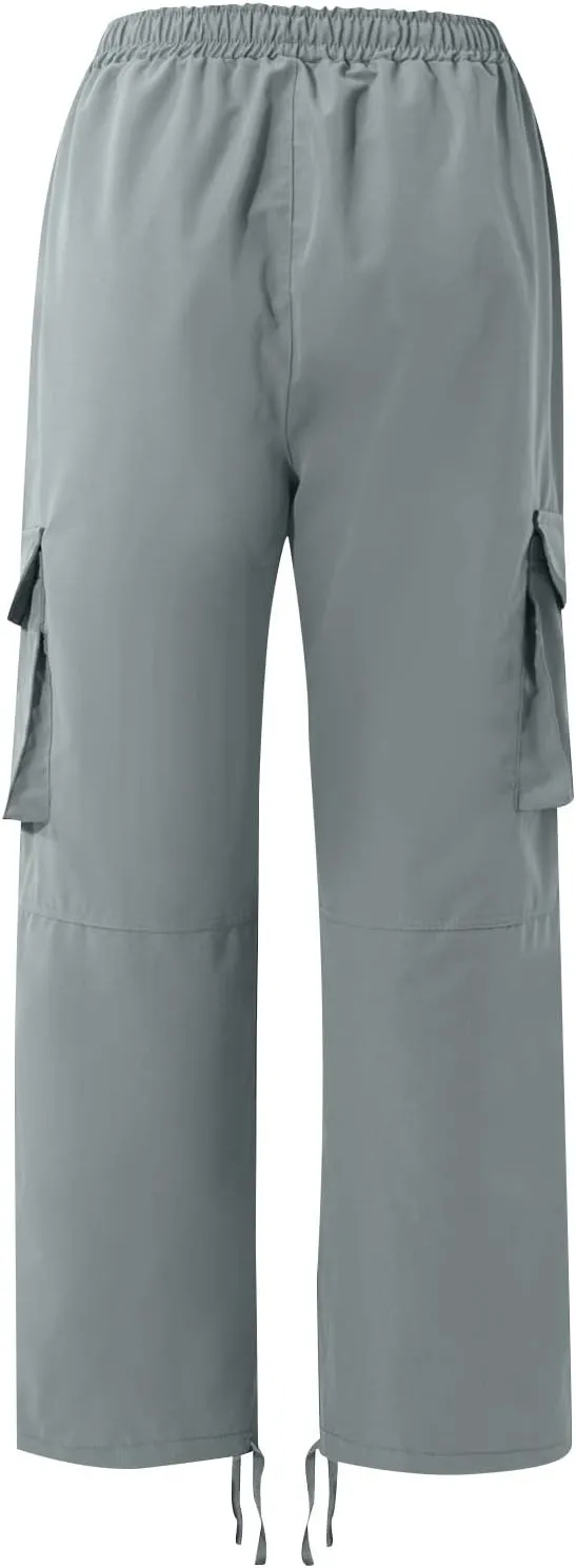 Pants Men Cargo Stretch Elastic Waist Drawstring Pants with Pockets Pants Ripstop Stretch Fall Winter Joggers Trouser
