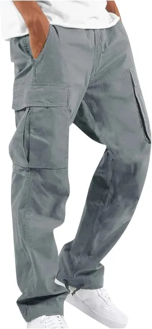 Pants Men Cargo Stretch Elastic Waist Drawstring Pants with Pockets Pants Ripstop Stretch Fall Winter Joggers Trouser