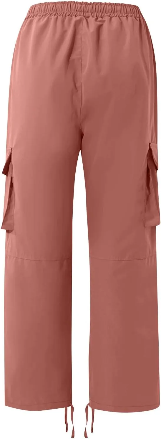 Pants Men Cargo Stretch Elastic Waist Drawstring Pants with Pockets Pants Ripstop Stretch Fall Winter Joggers Trouser