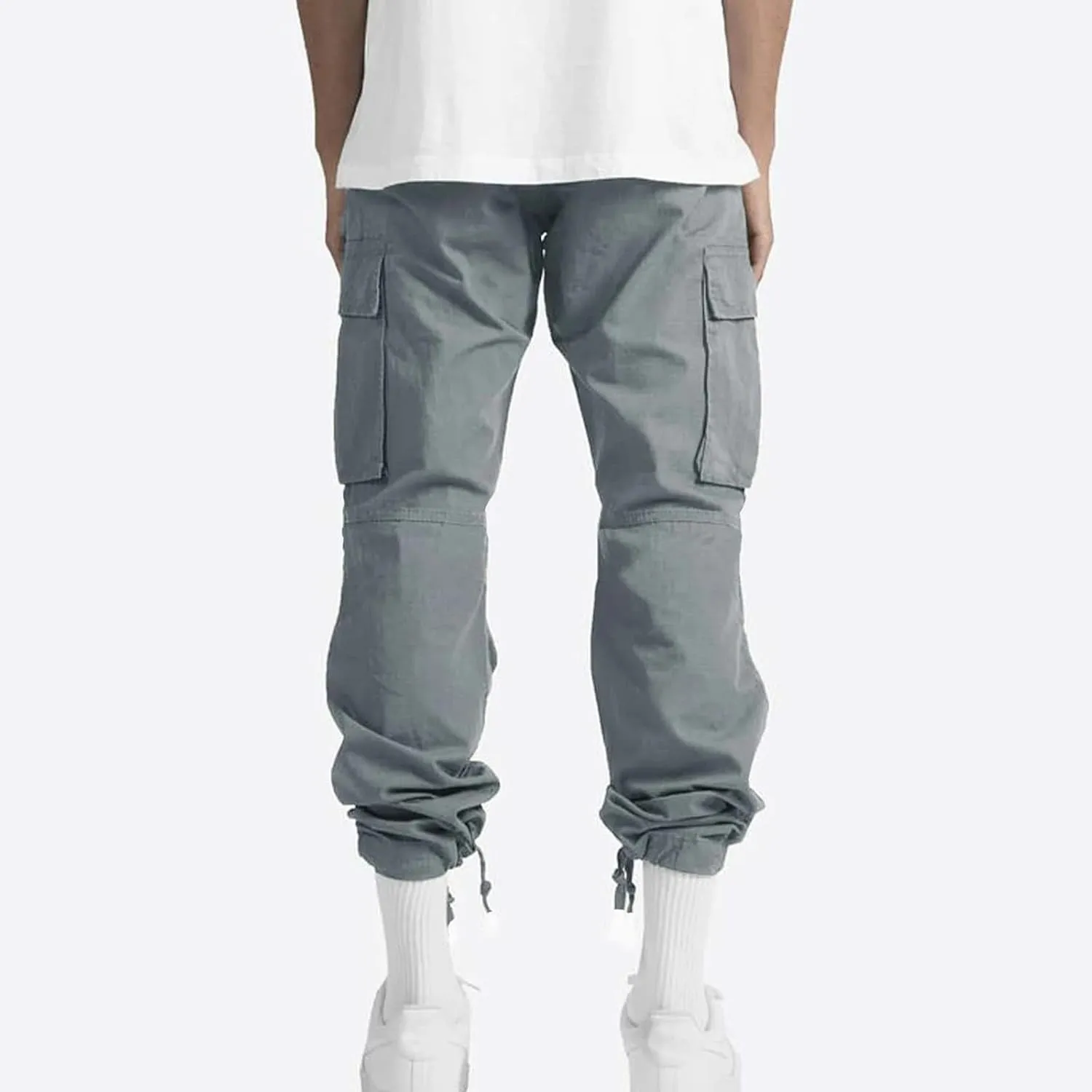 Pants Men Cargo Stretch Elastic Waist Drawstring Pants with Pockets Pants Ripstop Stretch Fall Winter Joggers Trouser